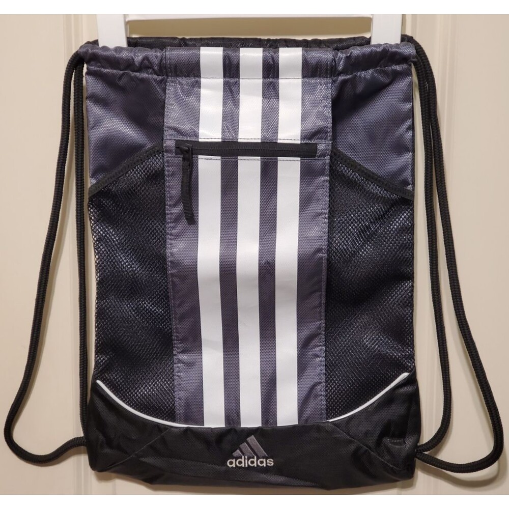 Adidas Fat Stripes II Sackpack Drawstring Onix/White/Black - New W/O Tags
